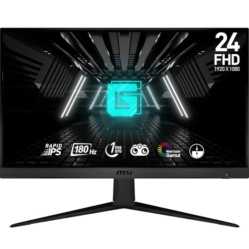 MSI G2412F écran gaming FHD 23,8" - 1920 x 1080 dalle Rapid IPS, 180 Hz / 1ms (GtG), gamme de couleurs sRGB 107%, Adaptive Sync - DP 1.2a, HDMI 2.0b CEC