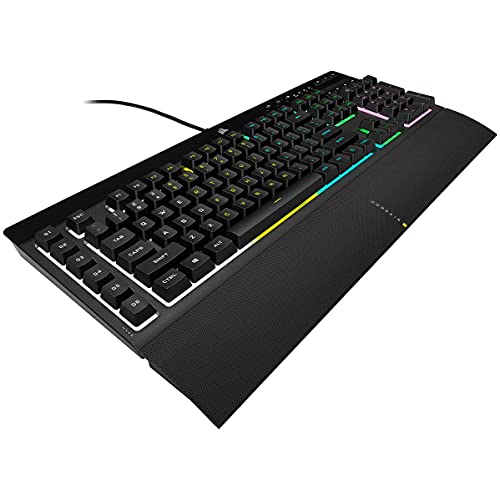 CORSAIR K55 RGB PRO Clavier de Jeu Filaire à Membrane – IP42 Résistant à la Poussière et Aux éclaboussures – 6 Touches Macro Intégration Elgato – Compatible iCUE – AZERTY FR – PC, Mac, Xbox – Noir