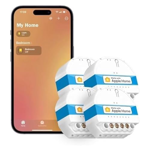 Meross Interrupteur Connecté (FIL NEUTRE REQUIS), Lot de 4 Interrupteur Module WiFi Compatible avec HomeKit, Siri, Alexa et Google Home, Commutateur Mural avec Commande Vocale et Contrôle à Distance