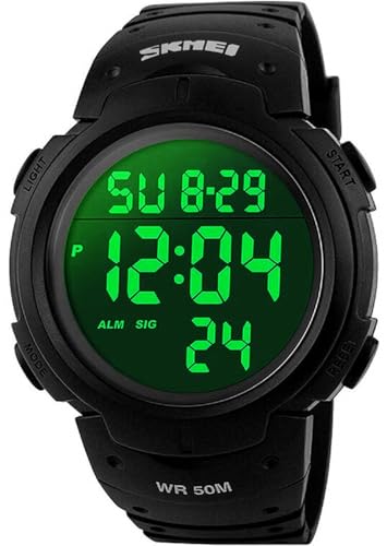 VDSOW Montre de Sport étanche avec Alarme/Chronomètre, Large Poignet Militaire avec rétro-éclairage LED pour Homme