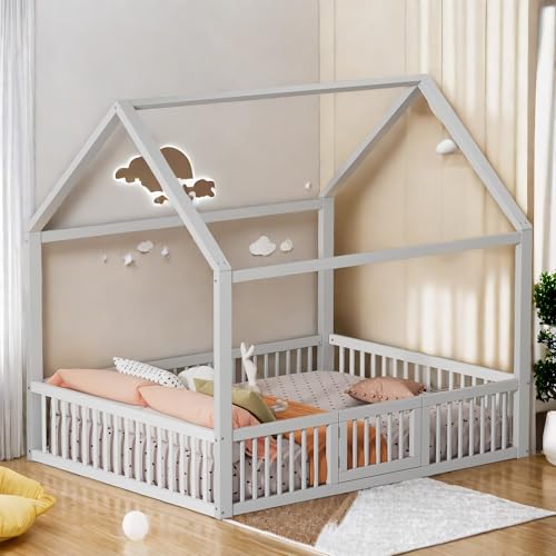 Sapgaks Lit cabane Enfants 140x200 avec sommier à Lattes,lit superposé Enfant avec marches,lit Mezzanine 1 Places avec penderie,lit Enfant avec Barriere,lit Mezzanine Enfant,Blanc