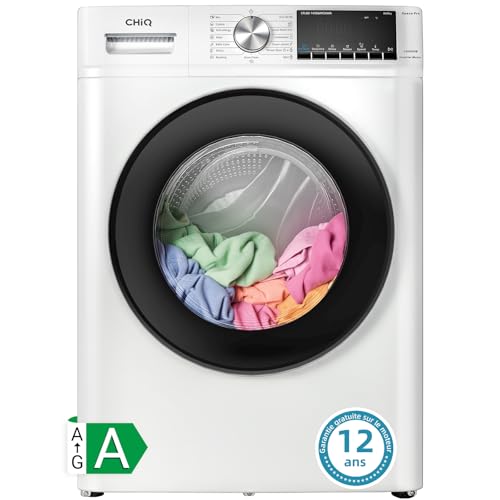 CHiQ Lave-linge CFL80-14586IM3XWA, Chargement frontal 8 kg,Space Pro,Moteur Inverter stable,1400 tr/min, Programme intelligent à IA, Fonction vapeur, Lavage rapide 15 minutes, 15 cycles lavage, Blanc