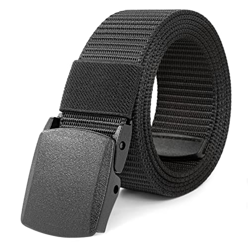 Ceinture Travail Homme,Ceinture Homme,Ceintures Réglable en Tissu Toile Pour Nylon Hommes Noir,Pas de Boucles Métalliques, Passe Rapidement Par la Sécurité de L'aéroport, Convient Pour et Les Voyages