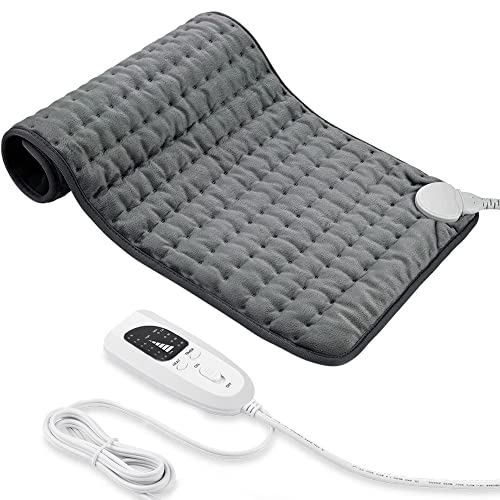 Coussin Chauffant, Coussin Chauffant éLectrique Avec ArrêT Automatique et Coussin Chauffant à 6 Niveaux de TempéRature - Lavable en Machine.(Gris Foncé, 30x60cm)