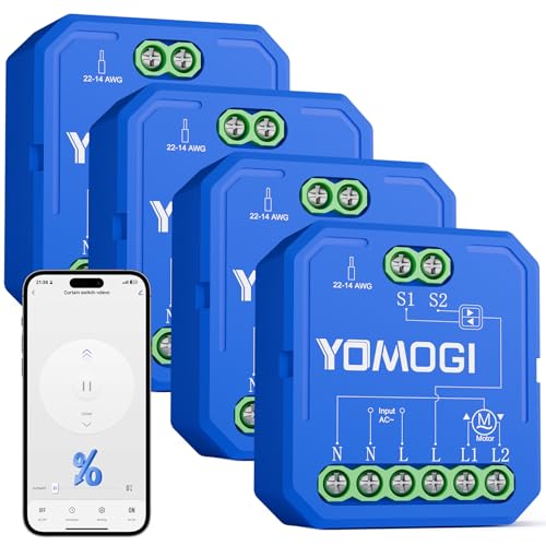 YOMOGI 4 Pack Module Volet Roulant Connecté, Module Interrupteur pour Rideau Stores WiFi, Compatible avec Alexa Google Home pour Contrôle à Distance, Commande Vocale, Minuterie