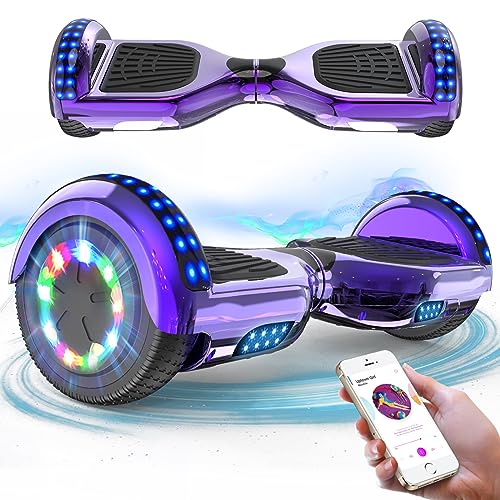 RCB Hoverboard Gyropode pour Enfant et Adulte, Overboard 6.5 Pouces avec Bluetooth-Musique/LED-Roue Clignotante, Hover Board Skateboards Meilleur Cadeau pour Les Enfants