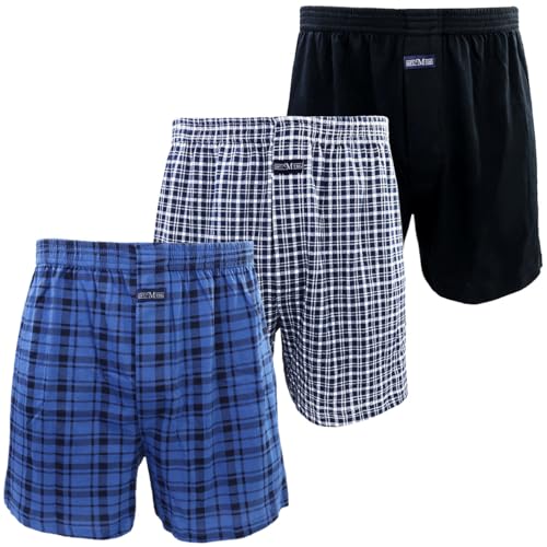 3 Pièces Caleçon Larges Homme 100% Coton Tricot Amples Respirants Ultra Confortables sous-vêtements M - 3XL (XL, 3X Mix01)