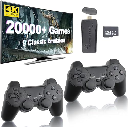 Retro Game Stick - Revisitez Les Jeux Classiques avec 9 émulateurs intégrés, Plus de 20 000 Jeux, Sortie HDMI 4K et contrôleur sans Fil 2,4 GHz pour TV Plug and Play