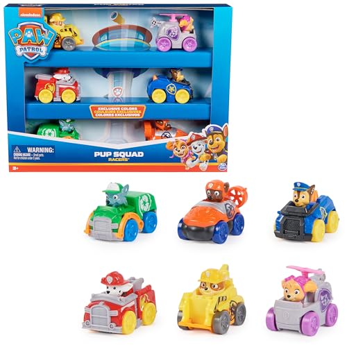 Paw Patrol - Pat Patrouille - COFFRET 6 RACERS PUP SQUAD - Voiture Pat Patrouille Et Figurine À Collectionner - Jouet Pat Patrouille - Pat Patrouille Jouet - Voiture Enfant - Jouet Enfant 3 Ans et +