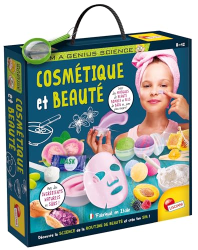 Liscianigiochi - I'M A GENIUS -COSMÉTIQUES ET BEAUTÉ -Coffret pour Créer sa Routine Beauté dès 5 ans -Laboratoire Scientifique - Kit Création Masques,Crèmes,Gommages -100% Naturel - Fabriqué en Italie