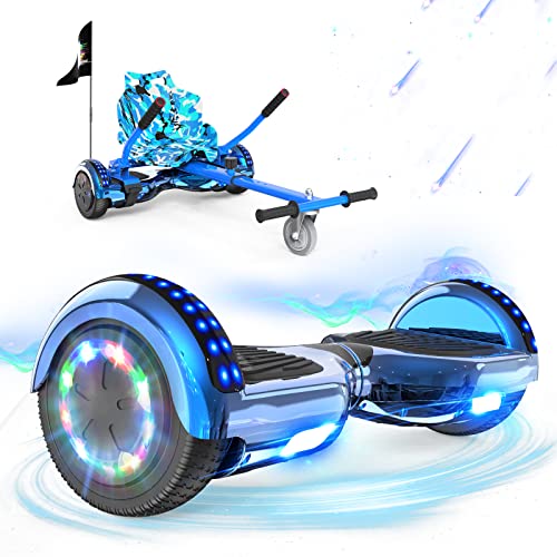 RCB Hoverkart Gyropode Hoverboard Kart pour Enfant et Adulte, Overboard et Kart avec Bluetooth-Musique/LED-Roue Clignotante, Hoverboards Cadeau pour Enfants