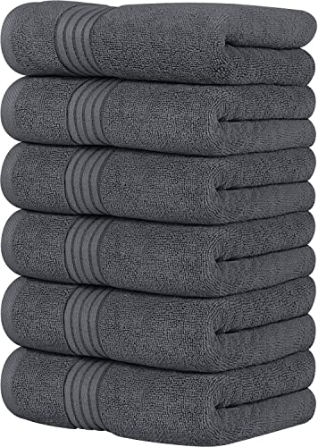 Utopia Towels - Lot de 6 Serviettes de Toilette de Luxe, (41 x 71 CM) 100% Coton filé, légères et très absorbantes pour la Salle de Bain, Le Voyage, Le Camping, l'hôtel et Le Spa (Gris)