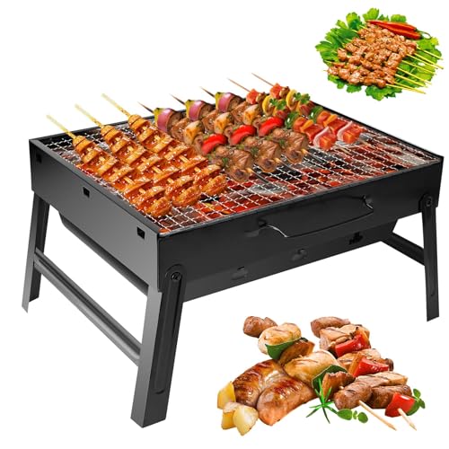 Auauraintt Mini portable barbecue, pliable barbecue, barbecue de table, barbecue de camping, barbecue de pique-nique, pour pique-nique, jardin, terrasse, camping, voyage