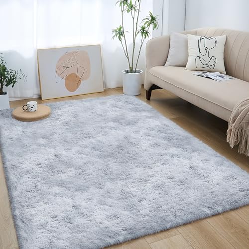 Lommegy Tapis Salon Shaggy Tapis Chambre 120 * 160CM Doux Moelleux Moderne Grand Tapis de Salon Tapis à Poils Longs Tapis Antidérapant Décoration Intérieure Tapis pour Salon Chambre