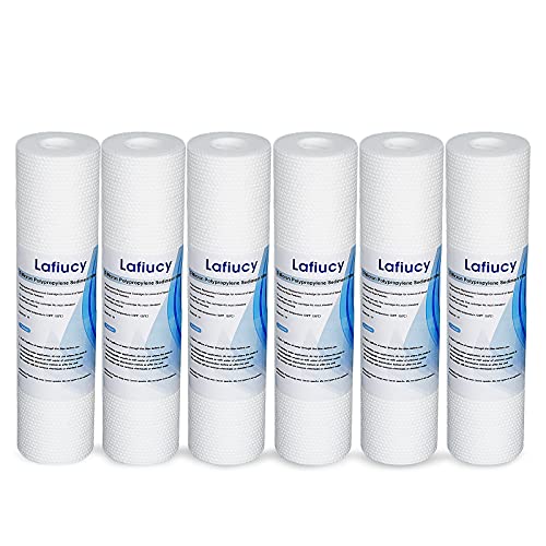 Lafiucy Filtre à eau à sédiments de 5 microns compatible avec l'unité RO de 10 pouces, cartouche de filtre à eau à sédiments de 10" x 2.5", 6pack