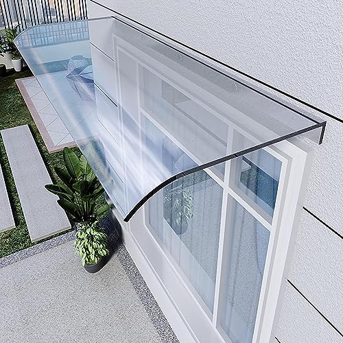 40cm 80cm 100cm 120cm 150cm 200cm Auvent de Porte en Polycarbonate Marquise d'entrée Auvent de fenêtre Toit Abri Protection Marquise Solaire de terrasse Résistante