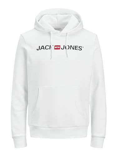 JACK & JONES Jjecorp Logo Sweat Hood Noos 12137054 Shirt à Capuche, White, M Homme