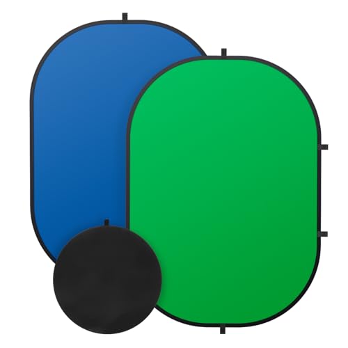 Toile de fond verte pour photographie, écran vert double face et écran bleu, toile de fond pliable et réversible 2 en 1 pour photographie, vidéos YouTube et diffusion en direct (1,5 x 2 m)
