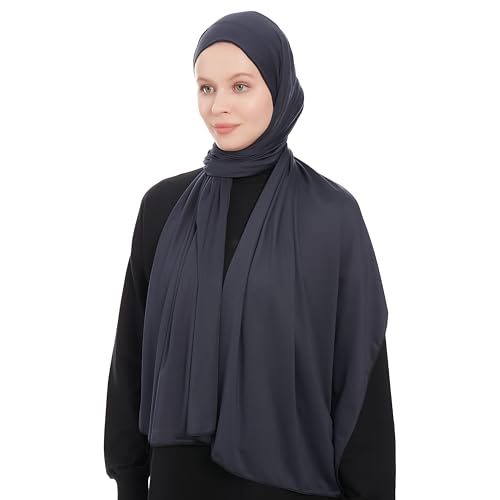 Ayisah Hijab Jersey Foulard Pour Femme Musulmane – Bleu Marine Jersey Hijab – Foulard Moderne Islamique Pour Femme – Qualité Supérieure Douce - 180 x 70 cm