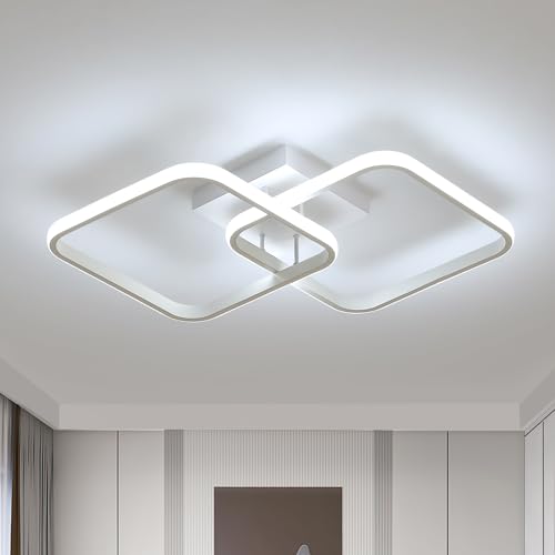 Osairous Plafonnier LED Carré Design, 42W Luminaire Plafonnier Salon Moderne 4700LM, Lampe de Plafond Chambre Blanc Acrylique pour Cuisine Salle à Manger, Lumière Blanche 6500K, 59CM