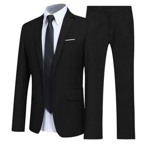 Costume Homme 2 Pieces Slim Fit Simple Poitrine À Un Boutons Smoking Costume Confort pour Mariage Business Costard Ensemble Couleur Unie Suits Elégant Blazer Veste Et Pantalon