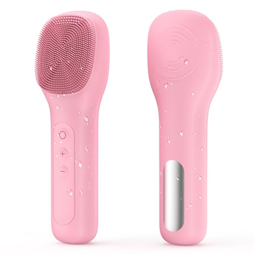 Brosse Nettoyante Visage Électrique IPX7 Étanche Silicone Rotative pour Nettoyer Le Visage en Profondeur pour L'Acné, les Points Noirs, la Peau Morte (Rose)