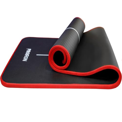 PROIRON Tapis de Yoga Epais 10MM, Antidérapant Tapis d'exercice Fitness, Tapis de Gymnastique pour Yoga Pilates Gym Exercices Sport Camping Voyage, en Mousse NBR/respecte la Peau, Noir