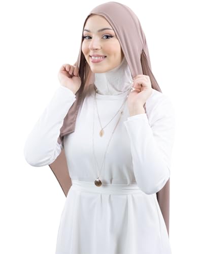 Lamis Hijab Hijab à enfiler à nouer en crêpe de luxe pour femme musulmane voilée (Taupe)