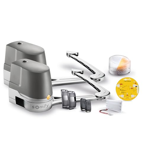 Somfy 2401288 - Motorisation portail battant à bras Evolvia Star | Pour vantaux hauteur et largeur max 2m | Avec 2 télécommandes Keypop, 1 feu clignotant et batterie de secours | Fabriqué en France