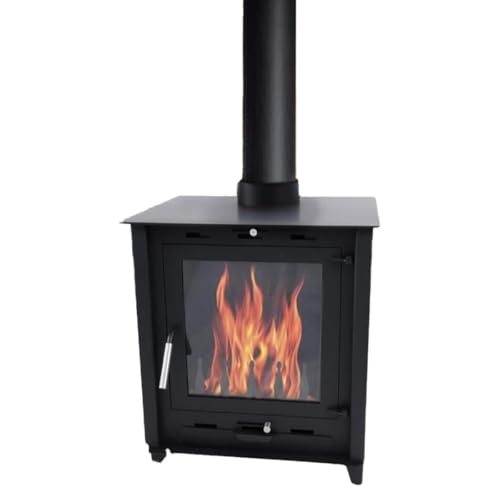 Générique Poêle à bois à accumulation 8,8-12 kW - bûches de 45 cm avec système de verre propre, sortie des fumées par le dessus, tiroir à cendres pour un nettoyage facile