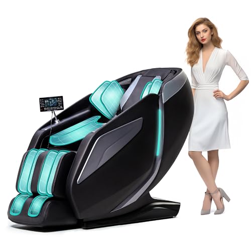 HealthRelife Fauteuil de Massage pour Tout Le Corps - Chaise de Massage Intelligente Zero Gravity - Mains robotiques 3D avec Rail SL - Fauteuil de Relaxation Bluetooth (Nior)