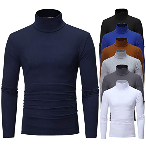 NaLatia Homme T-Shirt Thermique Manches Longues Haut Thermique Hiver Pull Chaud Maillot de Corps sous-Vêtement de Détente Chemise à Col Roulé Top Sport M-3XL