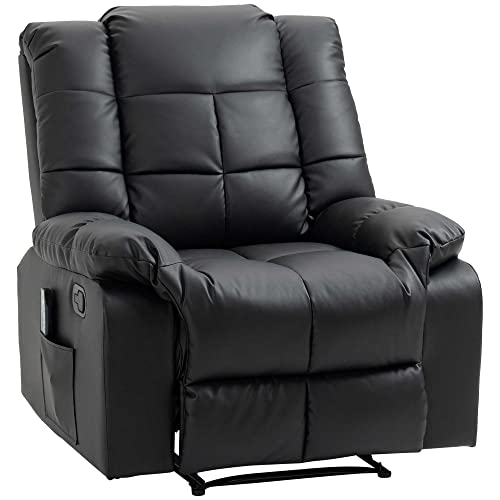 HOMCOM Fauteuil Luxe de Relaxation et Massage Inclinaison Dossier Repose-Pied réglable revêtement synthétique Noir