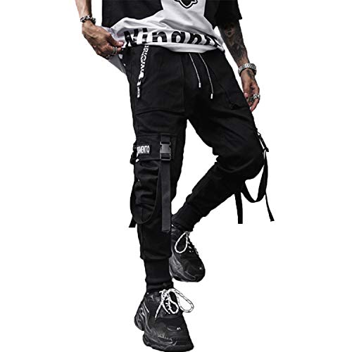 XYXIONGMAO Pantalon de jogging pour homme techwear hip-hop sarouel streetwear tactique, noir, Taille L