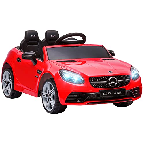 AIYAPLAY Voiture électrique pour Enfants Licence Mercedes SLC 300, 12V, V. Max. 5 Km/h Effets sonores + Lumineux, télécommande parentale 2,4G, véhicule électrique Enfant 3 à 6 Ans, Rouge