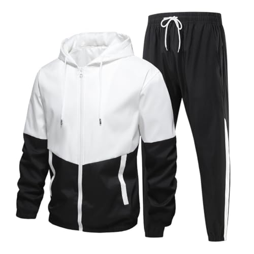 seiveini Ensemble Homme Manches Longues Survêtement 2 Pièces à Zippé Sweat Veste + Pantalon Longue Ensembles Jogging Automne Hiver Tenue de Sport Homme Grande Taille Sportswear A Noir M