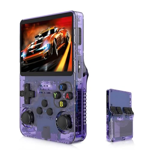 Console de Jeux,R36s Console de Jeu Portable, Carte TF 128 Go, Console de Jeu Portable rétro IPS 3,5 Pouces avec Batterie 3500 mAh (128G)