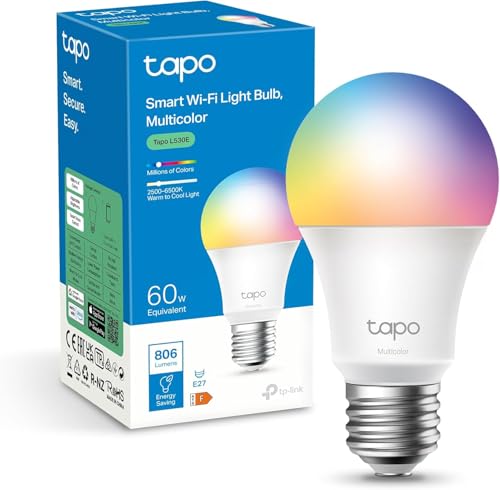 Tapo Ampoule Connectée WiFi, Ampoule LED E27 Multicolore 2500K-6500K, Dimmable 8.7 W 806Lm, Compatible avec Alexa et Google Home, Commande Vocale, Economie d'énergie, Tapo L530E