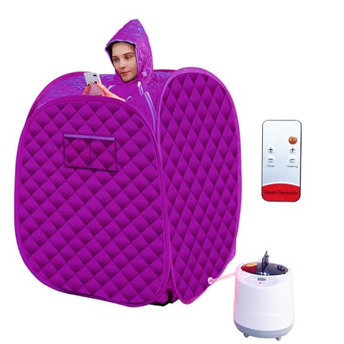 Sauna à Vapeur Portable, 1000W Sauna Pliable Cabine avec 3L Générateur de Vapeur et Télécommande, 9 Niveaux de Température Réglables, Idéal pour Bain de Sauna, Détoxification, Thérapie Corporelle