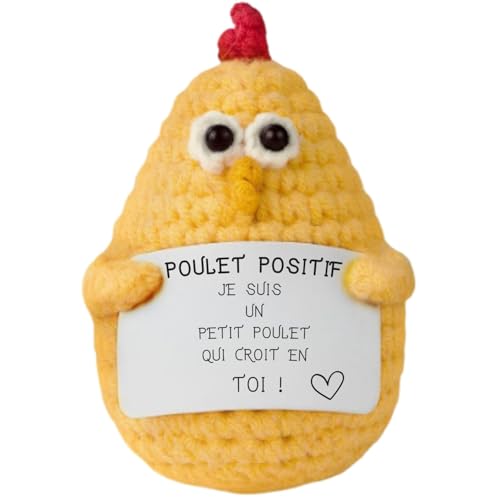 Poulet Positif© | Cadeau Pâques | Idee Drole & Fun | Anniversaire Garcon Fille | Fete Ami | Surprise Collegue | Crochet Motivation | Gadget Insolite | Jouet Comique | Objet Rigolo | Deco Table Paques