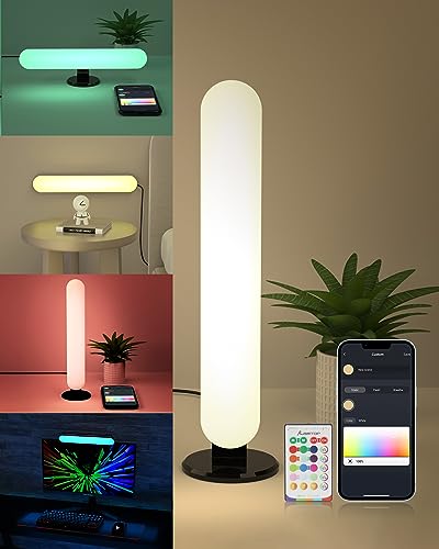 ALANTOP Smart LED Lampe, compatible avec Alexa et Google, RGB Lampe Bureau avec Effets D'éclairage Multiples et Synchronisation de la Musique, LED Flow Light Bar pour TV, PC, Décoration de Chambre