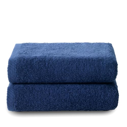 Top Towel - Plus - Lot de 2 Serviettes de Toilette - Serviettes de Bain - 100% Coton - 400 g/m² - Dimensions 100 x 50 cm - Marin