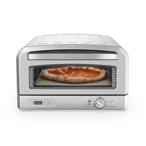 Cuisinart Four à pizza , Pour l'intérieur , Goût de pizza au feu de bois , Prêt en 5 minutes , Kit : Pelle, couteau, pierre en céramique et plat creux , Temps et température réglables jusqu'à 400°C