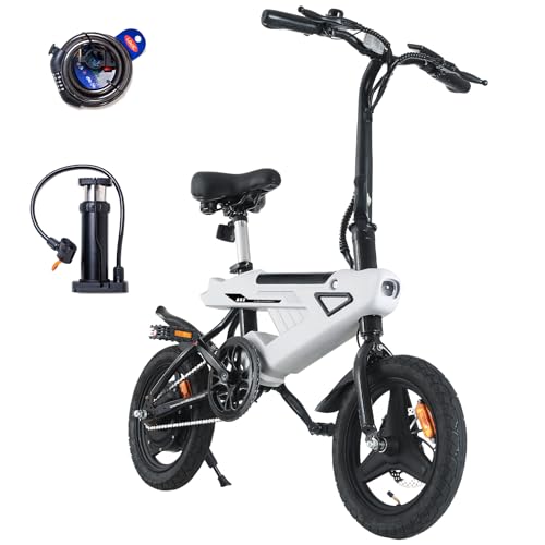 E-RIDES Vélo électrique 250W Pliant avec pneus de 14", Batterie Lithium 36V/6.4Ah, 7 Vitesses, autonomie de 10-15KM, pour la Montagne et la Ville, vélo électrique Tout-Terrain Homme & Femme