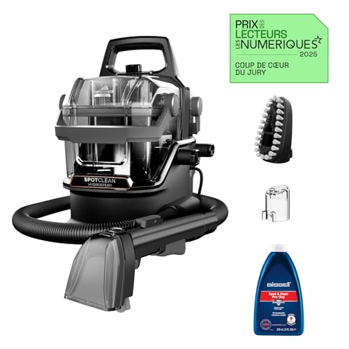 BISSELL SpotClean HydroSteam, Shampouineuse Canapé, Moteur Puissant de 1000W, Nettoyeur Vapeur avec Technologie HydroSteam, Nettoyeur pour Tapis, Moquettes, Meubles, Tissus, Voiture & Plus, 3689N