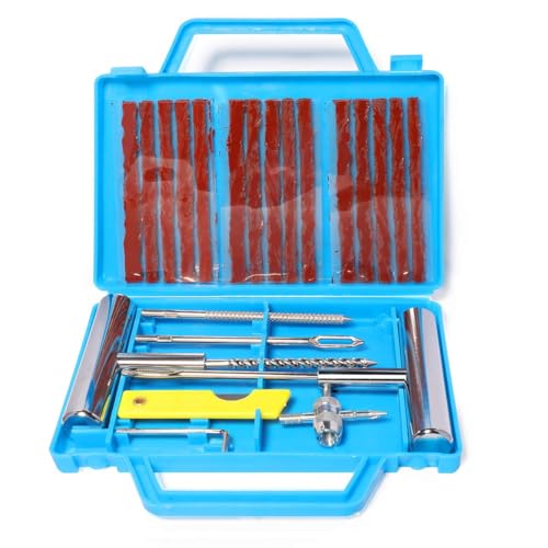 QUNNIE 22pcs Kits de réparation de pneus, Outils de réparation de pneus Lourds et Ensembles de réparation de pneus pour Voitures, Motos, camions, VTT, tracteurs, Camping-Cars, SUV, Jeep,