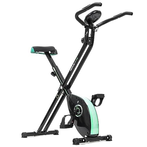 Cecotec Vélo Statique Pliable Magnétique X-Bike Pro. Pulsomètre, Écran LCD, Résistance Variable (8 niveaux), Pédales avec une Prise Maximale, 2.5 kg Volant d’inertie. (Pliable | sans dossier)