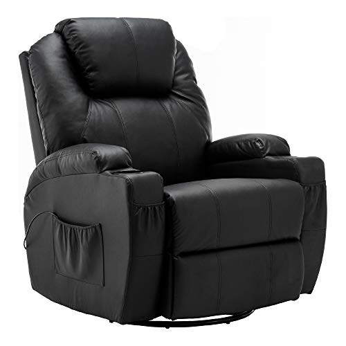 MCombo Fauteuil de Massage inclinable avec Chauffage pivotant à 360°,Noir 7020BK