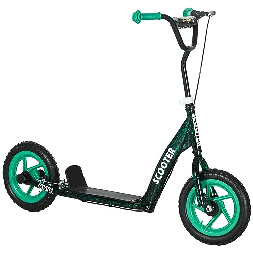 AIYAPLAY Trottinette patinette Scooter Enfant Grandes Roues de 6 à 12 Ans Hauteur réglable Frein arrière béquille Vert