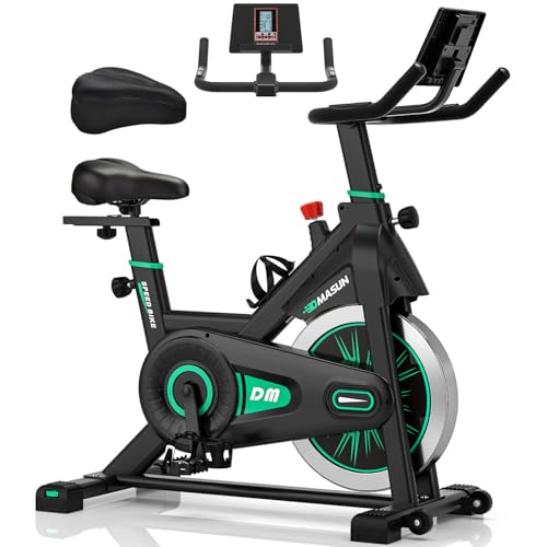 Vélo d'Appartement Modèle Pro, DMASUN Vélo d'exercice Silencieux avec Écran LCD, Matériau de résistance amélioré, Résistance Ajustable, pour Entraînement Cardio à Domicile, Capacité de Charge 160 kg